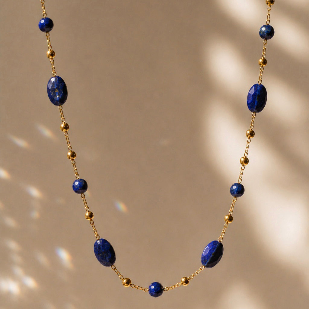 Naszyjnik z naturalnego kamienia lapis-lazuli