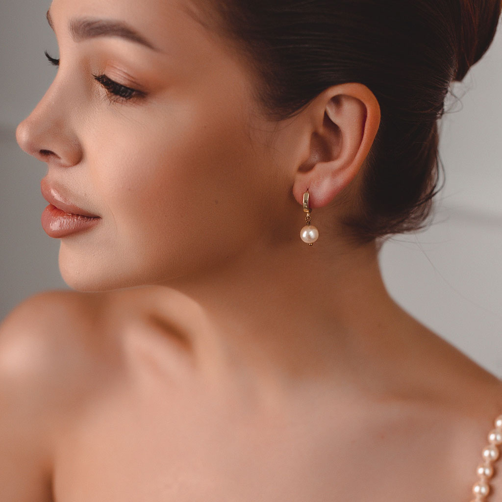 Kolczyki z pereł Majorka pudrowych